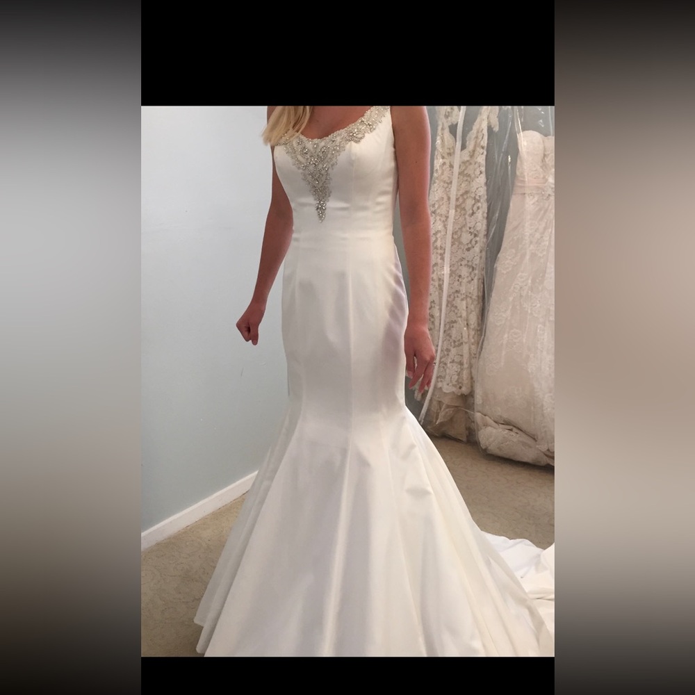 Allure Bridals White Wedding Dress with Silver Accents